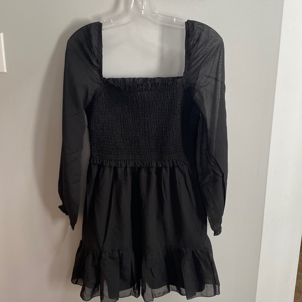 RETROD Women’s Sheer Long Sleeve Ruched Dress Size M